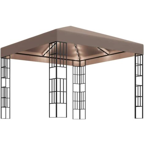 vidaXL Gazebo con Luci a Stringa LED 3x3 m Grigio Talpa