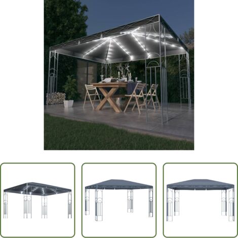vidaXL Gazebo con luci solari -  Gazebo con Stringa di Luci LED 400x300 cm Antracite