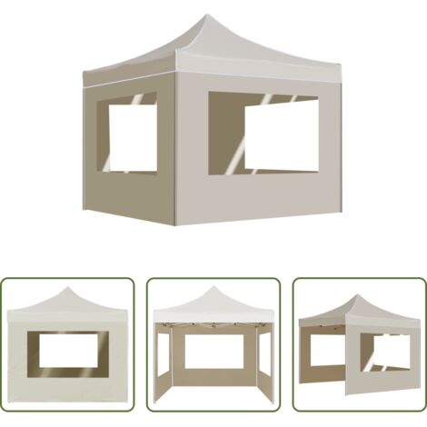 vidaXL Gazebo con pareti - Gazebo Professionale Pieghevole Alluminio con Pareti 2x2m Crema