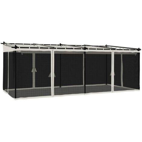 vidaXL Gazebo con Pareti in Rete Crema 6x3 m in Acciaio