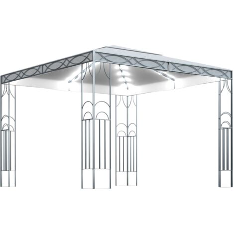 vidaXL Gazebo con Stringa di Luci LED 300x300 cm Crema
