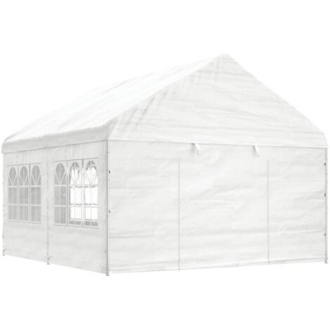 vidaXL Gazebo con Tetto Bianco 4,46x4,08x3,22 m in Polietilene