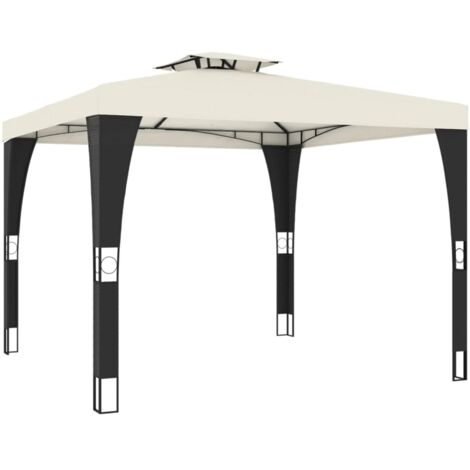 vidaXL Gazebo con Tetto Doppio Crema 2,98x2,98 m in Acciaio