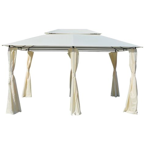 vidaXL Gazebo da Giardino con Tende 4x3 m Bianco