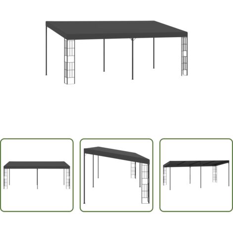 vidaXL Gazebo esterno - Gazebo a Parete 3x6 m Antracite in Tessuto
