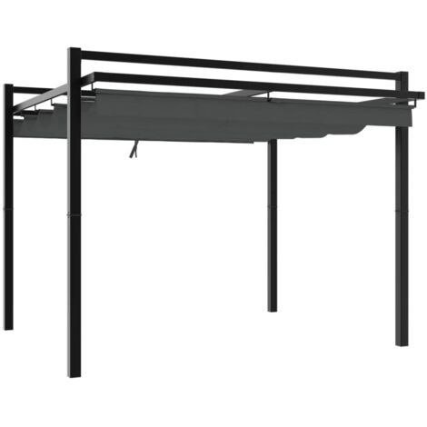 vidaXL Gazebo Giardino con Tetto Retrattile Antracite 3x3 m Alluminio