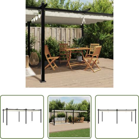 vidaXL Gazebo in alluminio -  Gazebo da Giardino con Tetto Retrattile Crema 3x6m in Alluminio