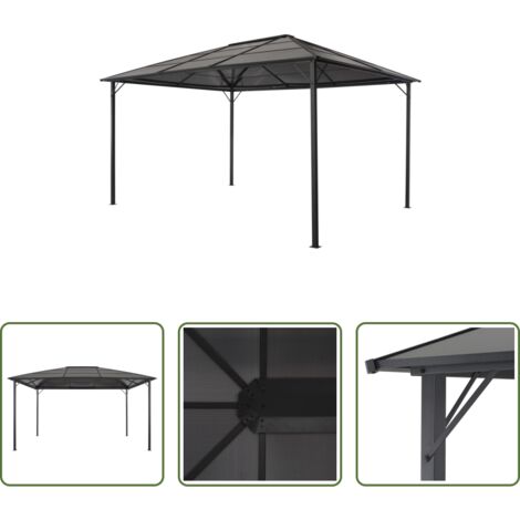 vidaXL Gazebo per feste all'aperto -  Gazebo con Tetto in Alluminio 4x3x2,6 m Nero
