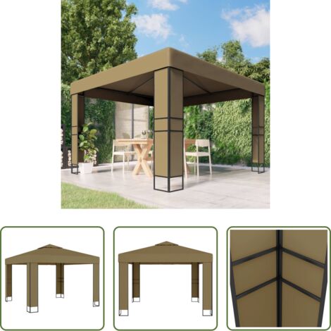 vidaXL Gazebo per feste -  Gazebo con Tetto Doppio 3x3x2,7 m Grigio Talpa 180 g/m²
