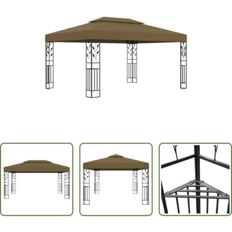 vidaXL Gazebo per feste -  Gazebo con Tetto Doppio 3x4 m Grigio Talpa 180 g/m²