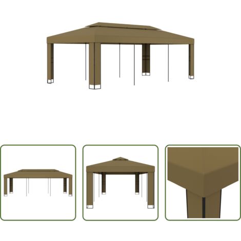 vidaXL Gazebo per feste -  Gazebo con Tetto Doppio 3x6 m Grigio Talpa 180 g/m²