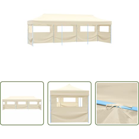 vidaXL Gazebo -  Tenda Pieghevole Pop-Up con 5 Pareti Laterali 3x9 m Crema