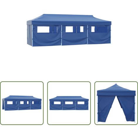 vidaXL Gazebo -  Tenda Pieghevole Pop-Up con 8 Pareti Laterali 870x291x315 cm Blu
