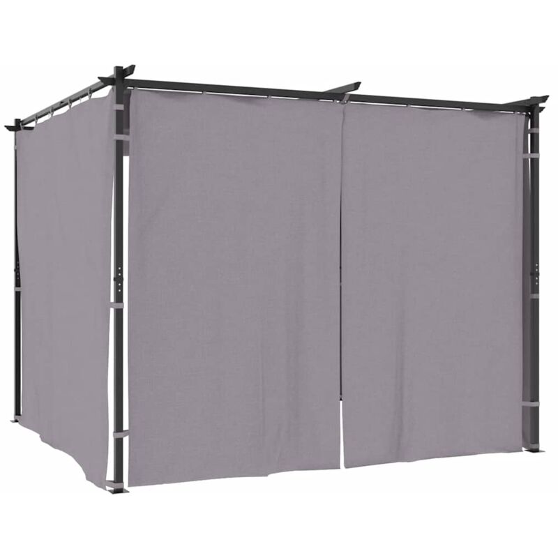 Gazebo with Curtains 3x3 m Anthracite Steel Vidaxl