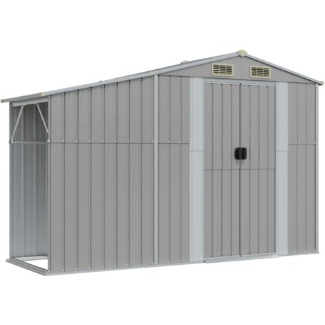 vidaXL Gerätehaus Grau 277x93x179 cm Verzinkter Stahl
