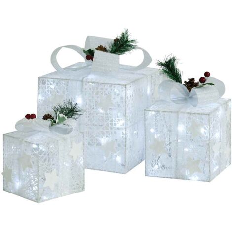 vidaXL Geschenkboxen Deko-Set 3 Stk. Weiß Outdoor Indoor