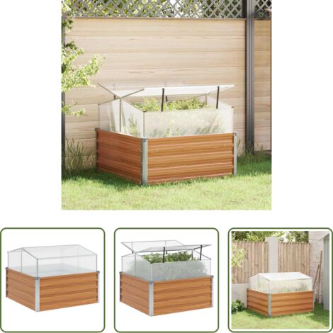 vidaXL Giardinaggio all'aperto -  Vaso da giardino con serra Marrone Chiaro 100 x 100 x 77 cm