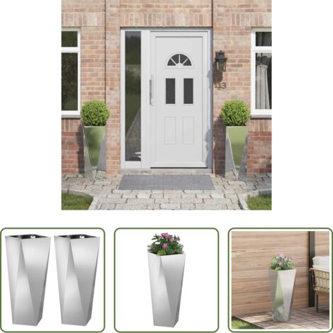 vidaXL Giardino esterno -  Fioriera 2 pcs Argento 30 x 30 x 75 cm Acciaio zincato