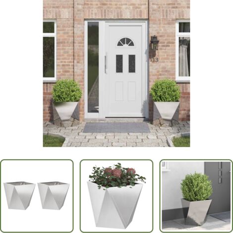 vidaXL Giardino esterno -  Fioriera 2 pcs Argento 50 x 50 x 50 cm Acciaio inossidabile