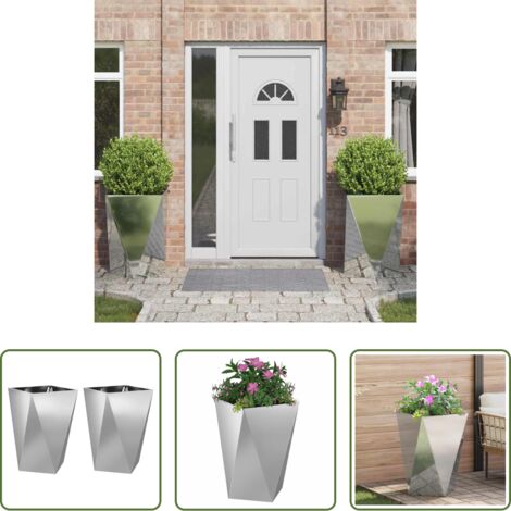 vidaXL Giardino esterno -  Fioriera 2 pcs Argento 50 x 50 x 75 cm Acciaio zincato