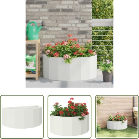 vidaXL Giardino esterno -  Fioriera Bianco 90 x 45 x 35 cm Acciaio