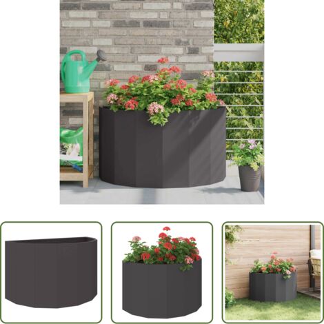 vidaXL Giardino esterno -  Fioriera Nero 90 x 45 x 50 cm Acciaio