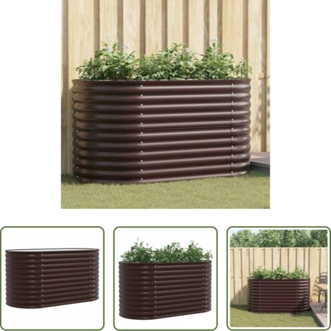 vidaXL Giardino esterno -  Letto Rialzato Marrone 160 x 80 x 81 cm Acciaio