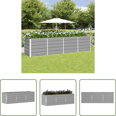 vidaXL Giardino -  Fioriera Grigio chiaro 240 x 80 x 75 cm Acciaio