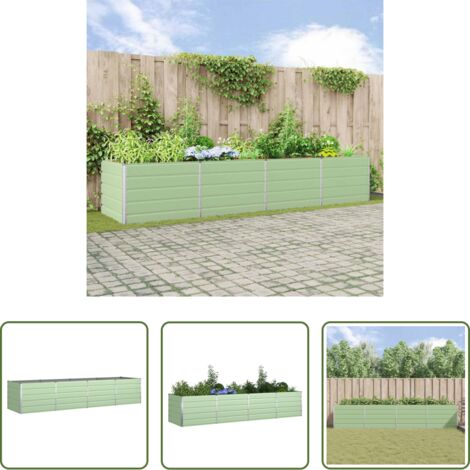 vidaXL Giardino - Fioriera Verde Pastello 385 x 100 x 75 cm Acciaio zincato