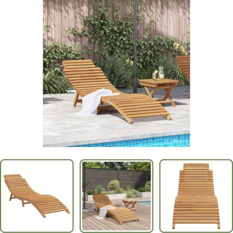 vidaXL Giardino - Lettino da sole Marrone 198 x 55 x 58,5 cm Legno di teak solido