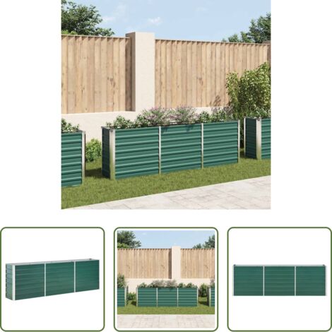 vidaXL Giardino -  Letto Rialzato in Acciaio Zincato 240x40x77 cm Verde