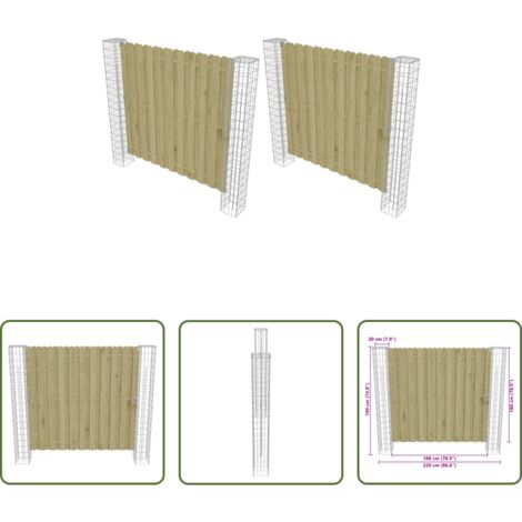 vidaXL Giardino -  Palo della recinzione 2 pcs Argento 20 x 20 x 190 cm Metallo