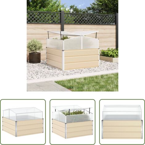 vidaXL Giardino urbano -  Fioriera Avorio 100 x 100 x 77 cm Acciaio zincato