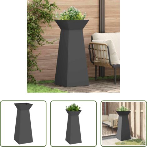 vidaXL Giardino -  Vaso a Pilastro Nero 40 x 40 x 100 cm