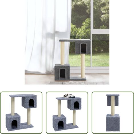 vidaXL Giocattolo per gatti -  Albero per Gatti con Tiragraffi in Sisal Grigio Chiaro 60 cm