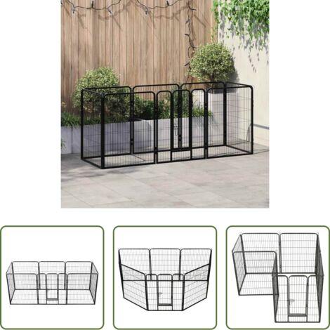 vidaXL Giochi per cani -  Box per Cani con 8 Pannelli in Acciaio 80x100 cm Nero