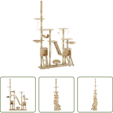vidaXL Gioco per gatti -  Albero per Gatti con Tiragraffi in Sisal 230-250 cm Beige