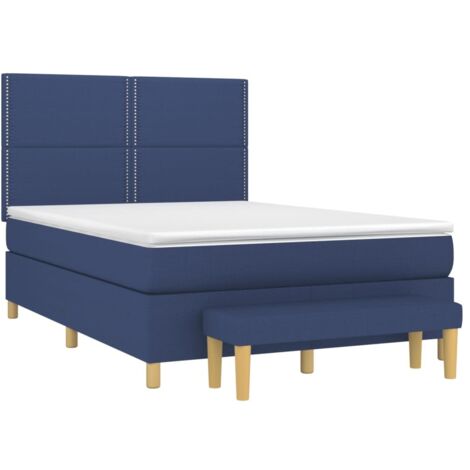 vidaXL Giroletto a Molle con Materasso Blu 140x200 cm in Tessuto