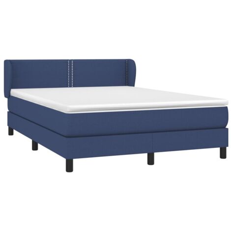 vidaXL Giroletto a Molle con Materasso Blu 140x200 cm in Tessuto