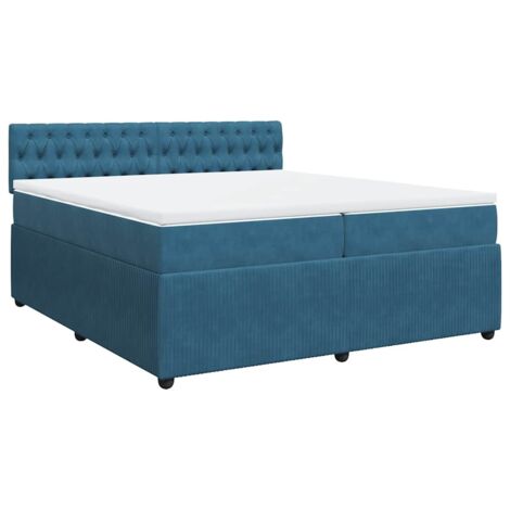 vidaXL Giroletto a Molle con Materasso Blu 200x200 cm in Velluto
