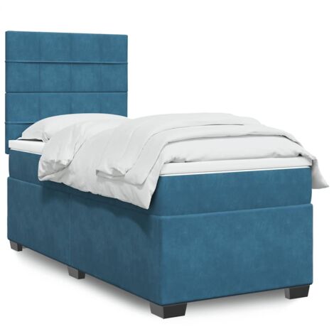 vidaXL Giroletto a Molle con Materasso Blu 80x200 cm in Velluto
