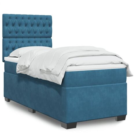 vidaXL Giroletto a Molle con Materasso Blu 80x200 cm in Velluto