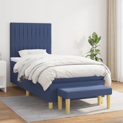 vidaXL Giroletto a Molle con Materasso Blu 90x200 cm inTessuto