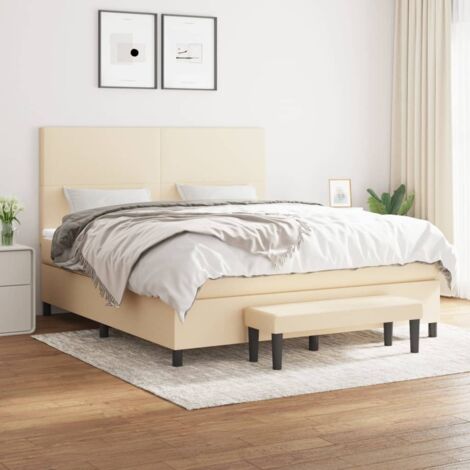 vidaXL Giroletto a Molle con Materasso Crema 180x200 cm in Tessuto