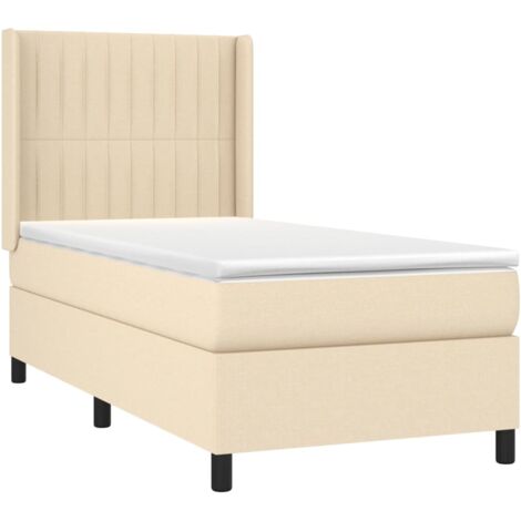 vidaXL Giroletto a Molle con Materasso Crema 80x200 cm inTessuto