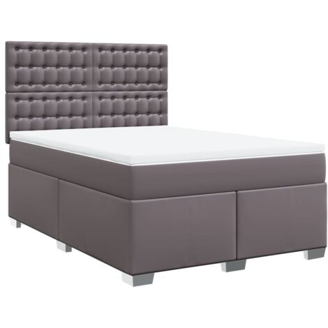 vidaXL Giroletto a Molle con Materasso Grigio 140x200 cm in Similpelle