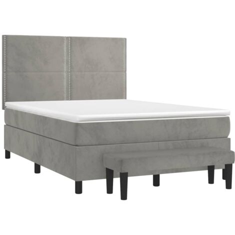 vidaXL Giroletto a Molle con Materasso Grigio Chiaro 140x200cm Velluto
