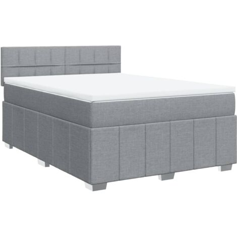 vidaXL Giroletto a Molle con Materasso Grigio Chiaro 160x200cm Tessuto