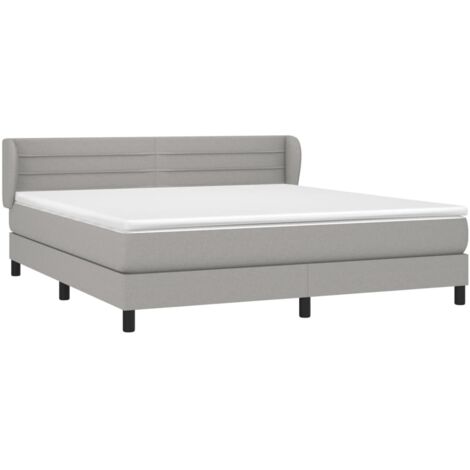 vidaXL Giroletto a Molle con Materasso Grigio Chiaro160x200 cm Tessuto