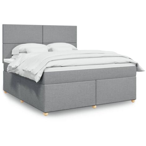 vidaXL Giroletto a Molle con Materasso Grigio Chiaro180x200 cm Tessuto